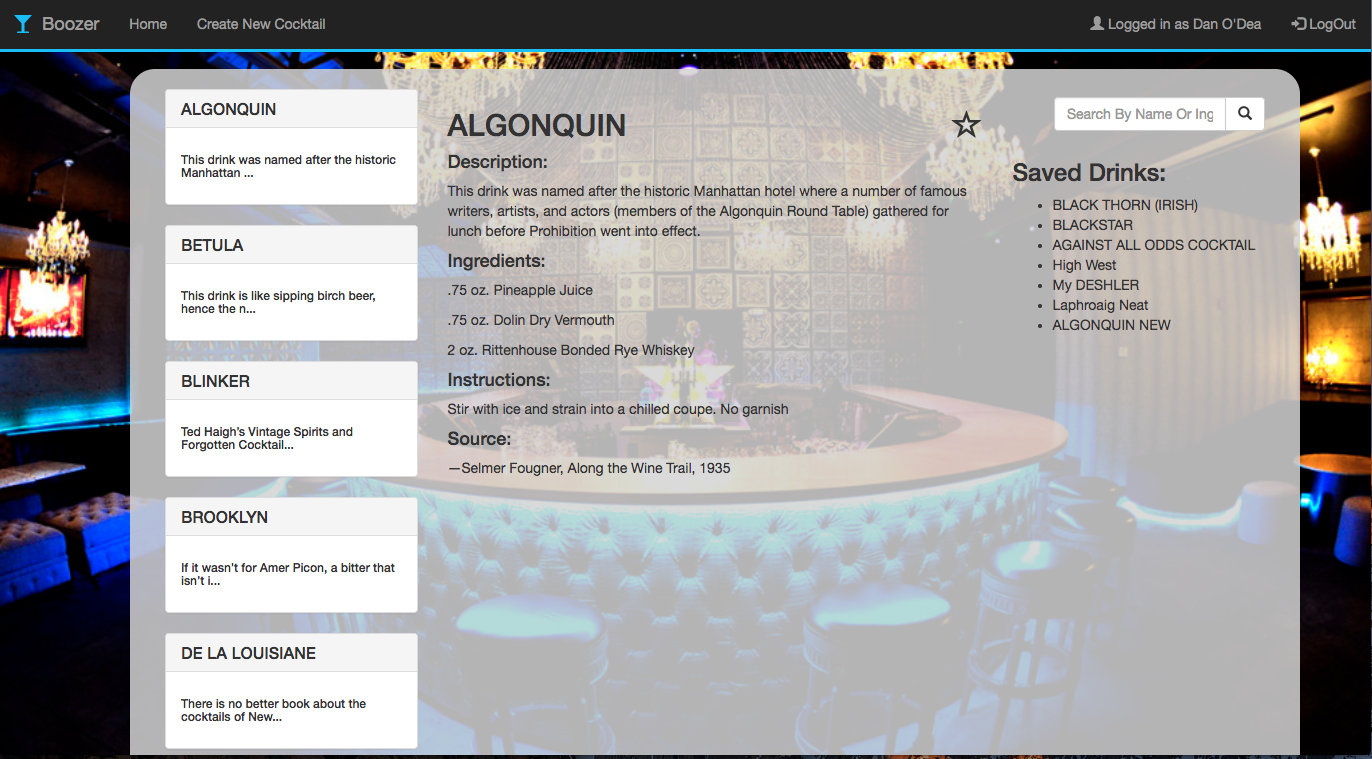 Boozer project screenshot